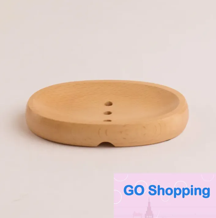 Top 10cm Round Natural Wooden Soap Dish Box