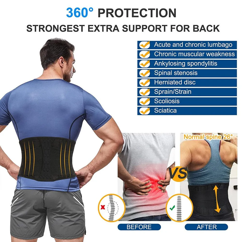 Adjustable Lumbar Waist Support Brace Belt Lower Back Pain Relief