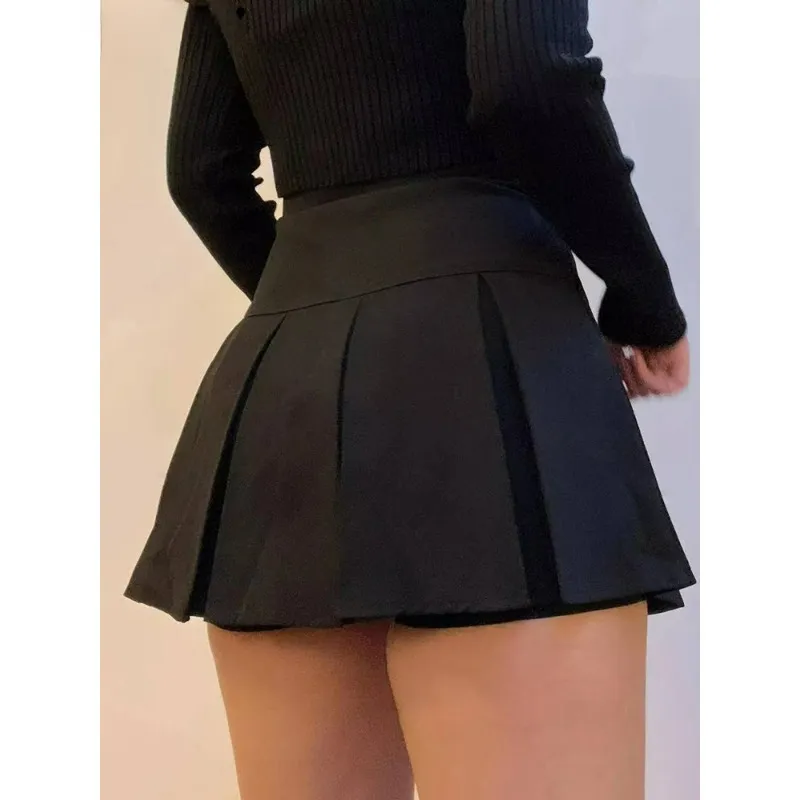 Spódnice vintage szare plisowane spódnica kobiety kawaii high talia mini koreańskie modne mundur harajuku streetwear wiosna 230906