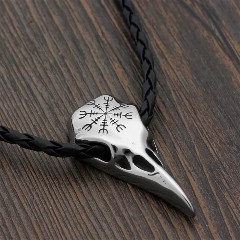 Fashion Men Necklace Stainless Steel Crow Skull Pendant Amulet Men's Necklace Biker  Jewelry Anniversary Day Gift