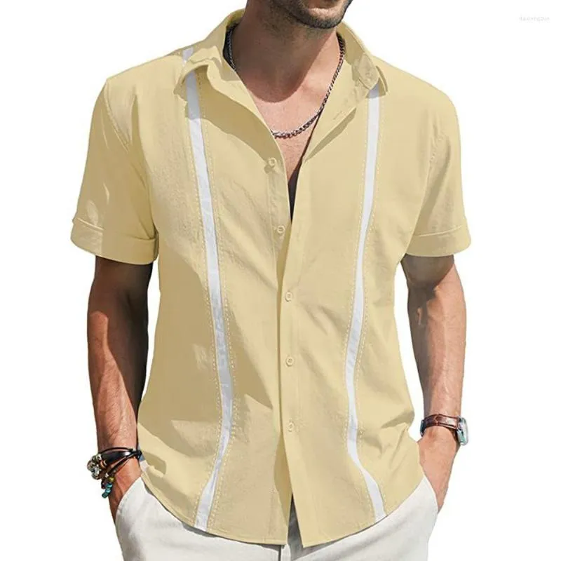 Suéter masculino casual de algodão, camisa de linho com gola alta, cor sólida, camisa de manga comprida, tops de verão