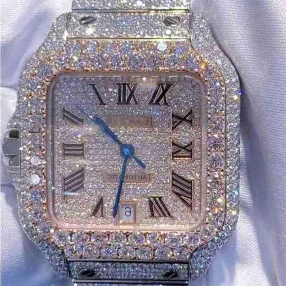 4JPA 2023Montre-bracelet 2023 La personnalisation de la montre en diamant en pierre Mosang peut passer le tt de la montre étanche à mouvement mécanique automatique pour hommesQR0S