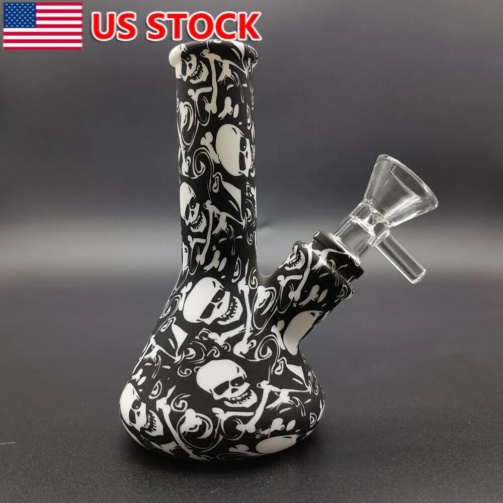 4.7 inch Silicone Smoking Pipe Hookah Water Pipe Bong Bubbler Pipes + Glass Bowl