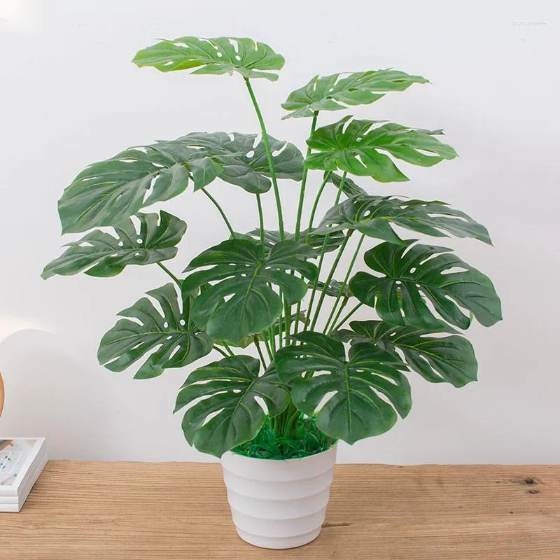 Flores decorativas de plástico artificial planta verde restaurante decoração 60cm falso monstro árvore casa sala estar decoração simulação plantas não