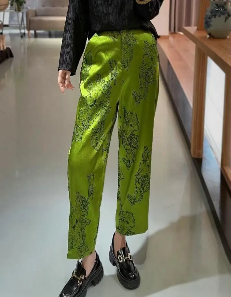 2023 Spring Chinese Style Rayon Embroidered Jacquard Melina Pant Ankle  Length, High Waist, Casual Fashion S XL From Beixinxi, $65.42