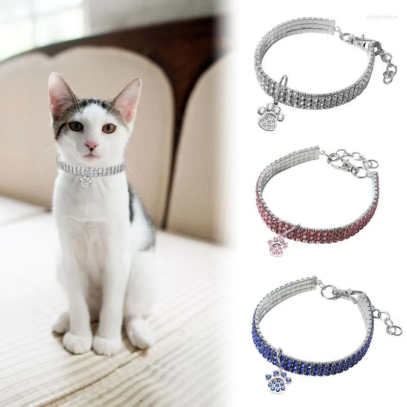 Hundhalsar Pet Crystal Necklace Imitation Pearl Rhinestone Pendants Elastic Lämplig för små och medelstora hundar Cat
