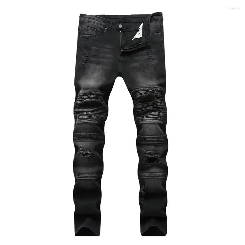 Jeans da uomo Causale di alta qualità Uomo Skinny Distressed Strappato Hole Biker Denim Slim Fit Kenn Camouflage Hip Hop Punk Uomo