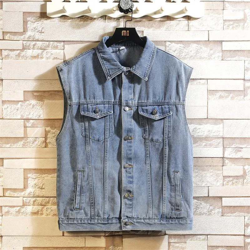 Heren Vesten Denim Vest Heren Mouwloos Jasje Casual Vest Effen Kleur Jean Jas Mannelijke Streetwear Herenkleding 2023