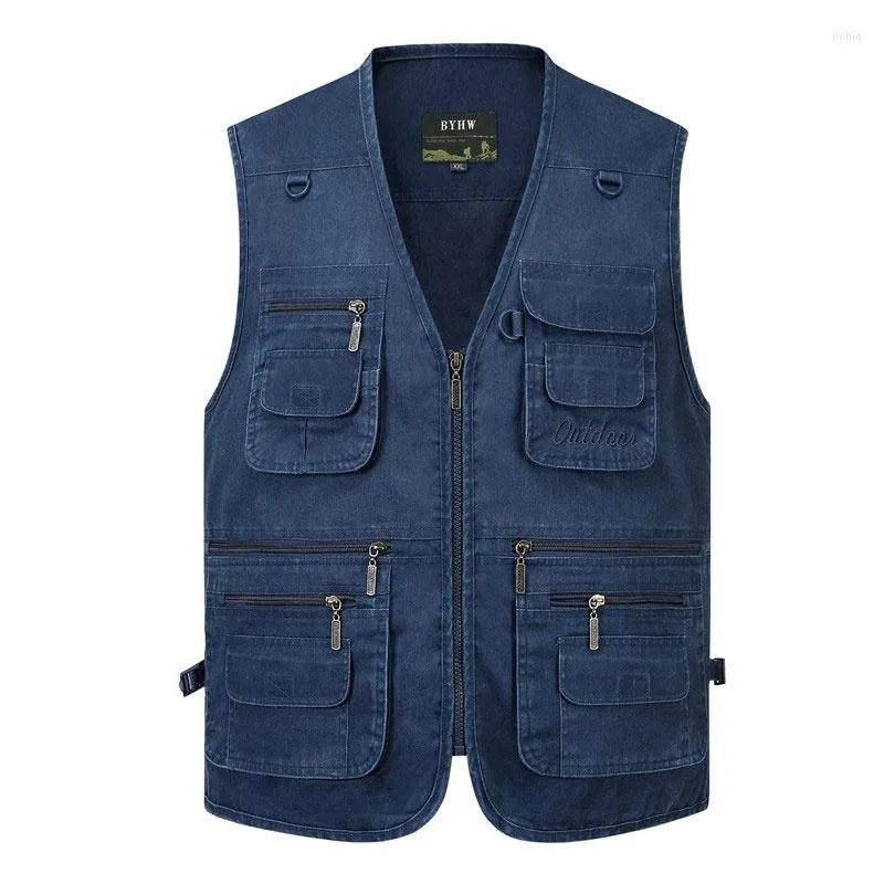 Gilet da uomo L-7XL Gilet da uomo multitasche in cotone di grandi dimensioni casual con molte giacche senza maniche da 16 tasche Gilet da esterno maschile