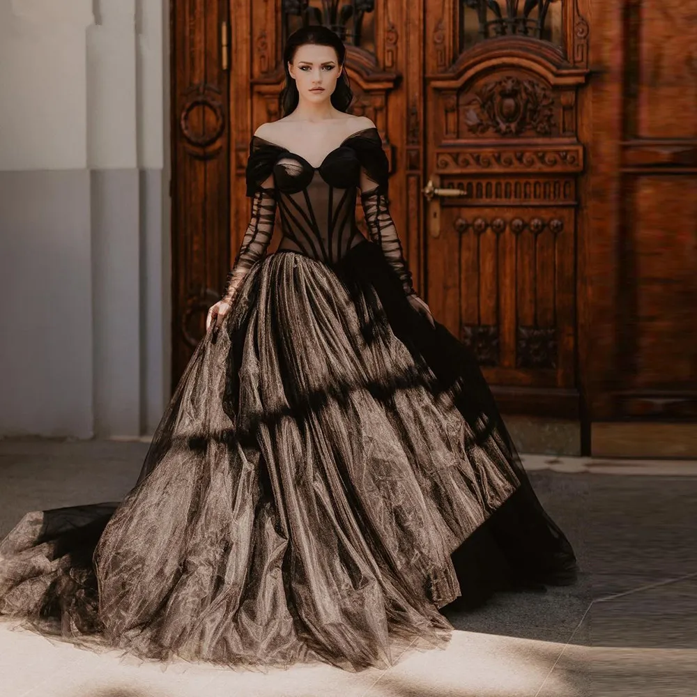 Wedding Gown Love Honor Baroque Dress Black Gothic Wedding Dress