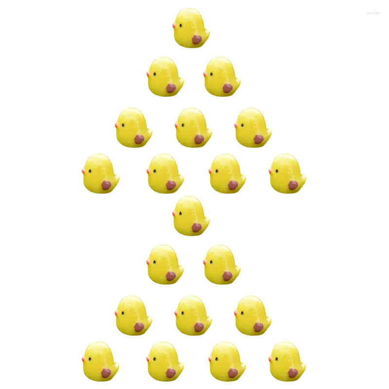 Garden Decorations 20 Pcs Little Yellow Chicken Ornament Adorable Figurines Mini Plush Animals Kids Toys Home Supply Desktop Miniature