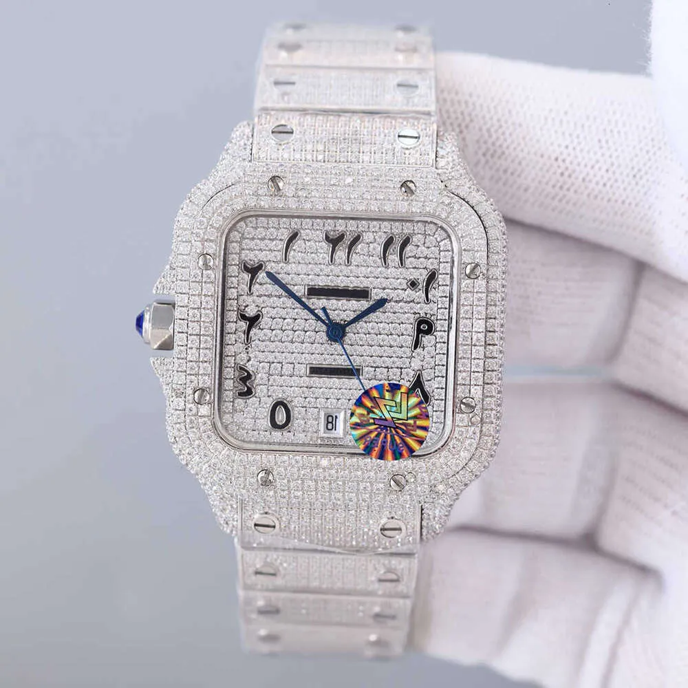 Nqzr män lyxig handleds klocka bling is ut vvs moissanite diamant watch