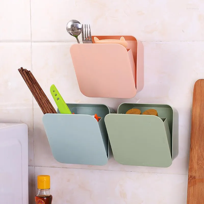 Storage Boxes Wall Paste Sealed Square Box Removable Kitchen Tableware Shelf Toothbrush Holder Cosmetic Bathroom Organizer