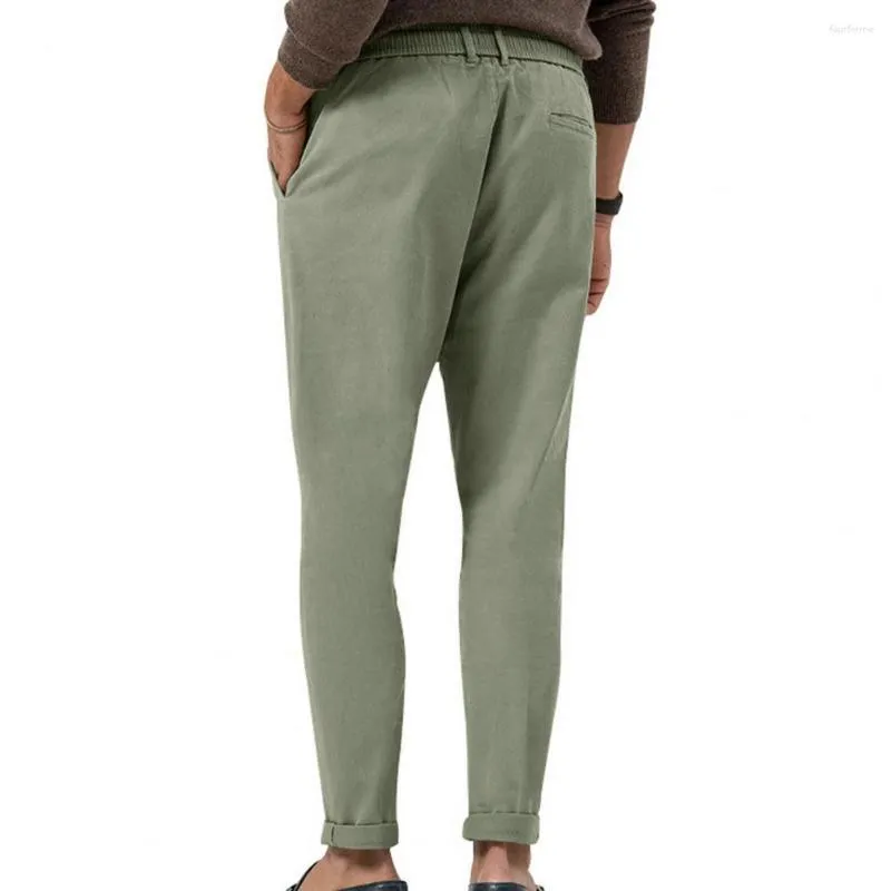 Pantaloni da uomo Tinta unita Skinny Pantaloni casual da lavoro eleganti e versatili con tasche in vita regolabili per la primavera autunno