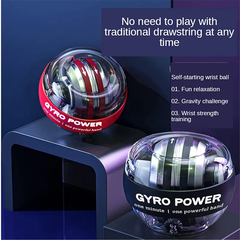 Power Polsen Autostart LED Gyro PowerBall Hand schudden Gyroscoop Pols Bal Versterker Onderarm Revalidatie Trainer Fitness Gym Apparatuur 230906