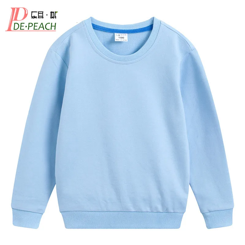 Hoodies Sweatshirts DE PEACH Herbst Baumwolle Kinder Lose Lässige Sweatshirt Baby Jungen Mädchen Pullover Shirts Teenager Kinder Einfarbig Bottoming Tops 230906