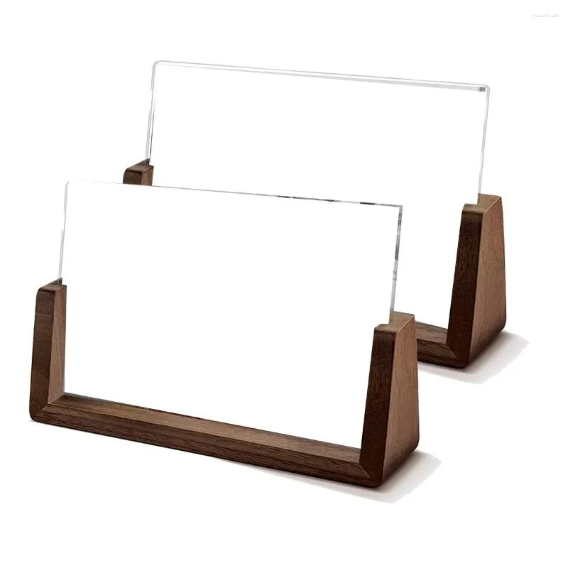 Frames 2er-Pack U-förmiger Holz-Bilderrahmen, klares Acryl, Schreibtischdekoration für Büro/Schlafzimmer/Wohnzimmer, 15,5 x 10 cm