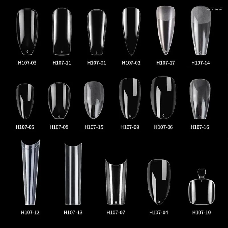 False Nails Full Cover Tips Artificial Tip Clear Coffin For Women E1YF