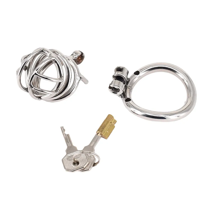 Male Chastity Devices Metal Mens Small Cock Cage Stainless Steel Penis Restraints Locking Cock Ring BDSM Bondage