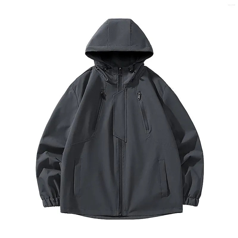 Mens Jackets Mans Fall And Winter Solid Color Hooded Windproof