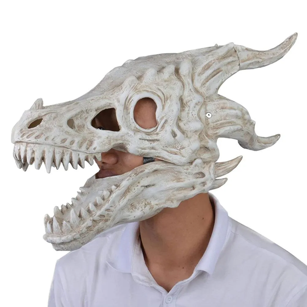 Maski imprezowe Maska Dragon Movable Jaw Dino Mask Moving Jaw Dinosaur Decor Decor For Halloween Party Cosplay Dekoracja 230905