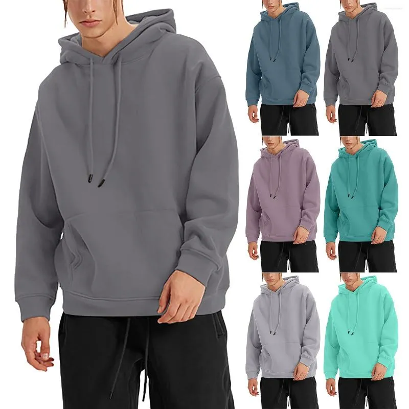 Sweats à capuche pour hommes hiver H et épais à capuche couleur unie pull à capuche pour hommes pull confort lavage sweat à capuche