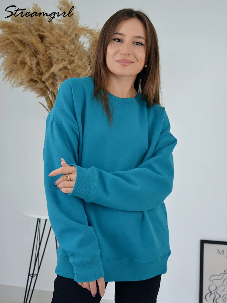 Mężczyzn Bluzy Bluzy jesienne bawełnę pullover ponadwymiarowy Kobiety o szyja luźna top z długim rękawem, solidna zielona bluza na 2023 230906