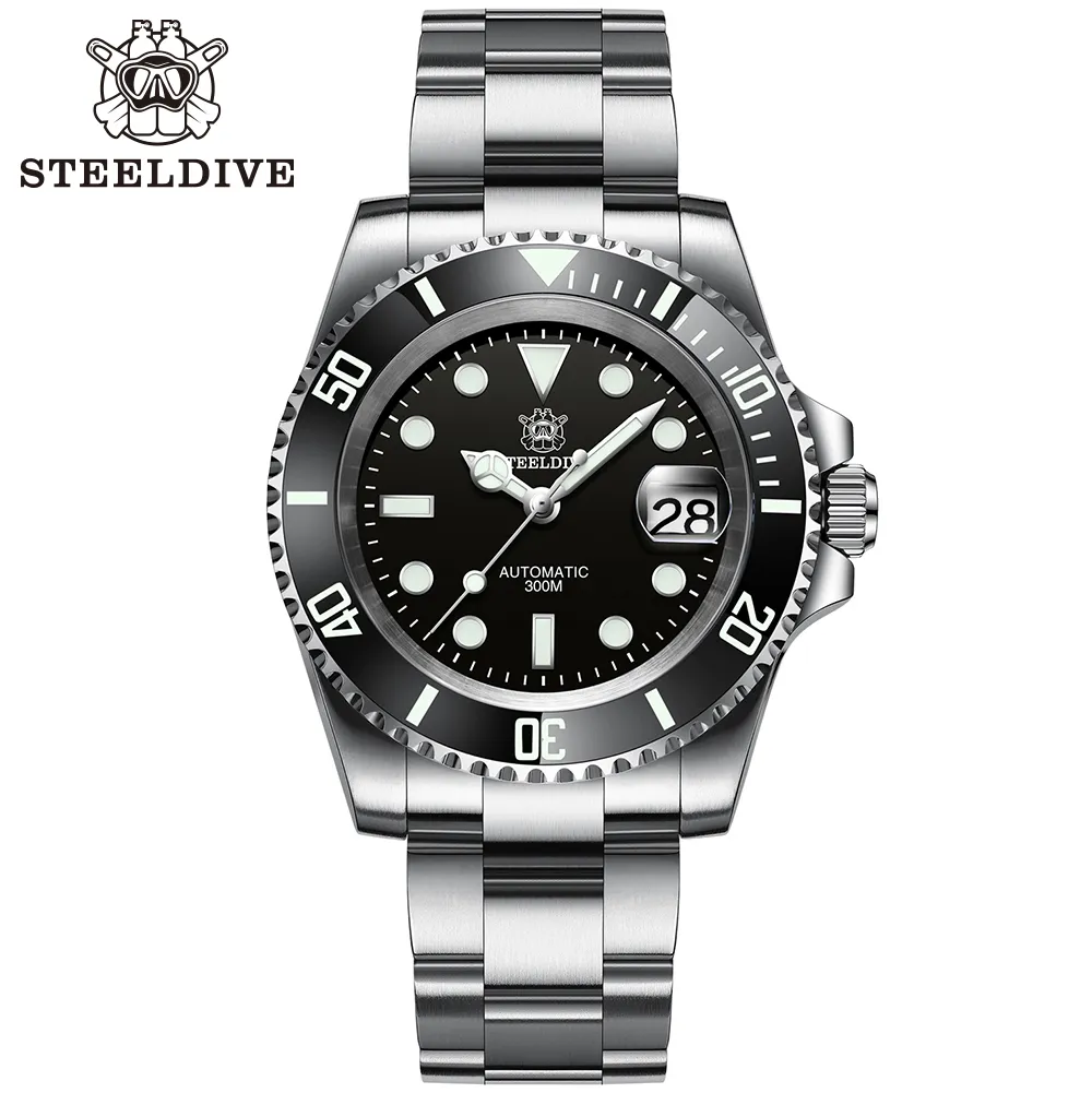 Relógios de pulso SD1953 vendendo moldura de cerâmica 41mm Steeldive 30ATM resistente à água NH35 automático Mens Dive Watch Reloj 230905