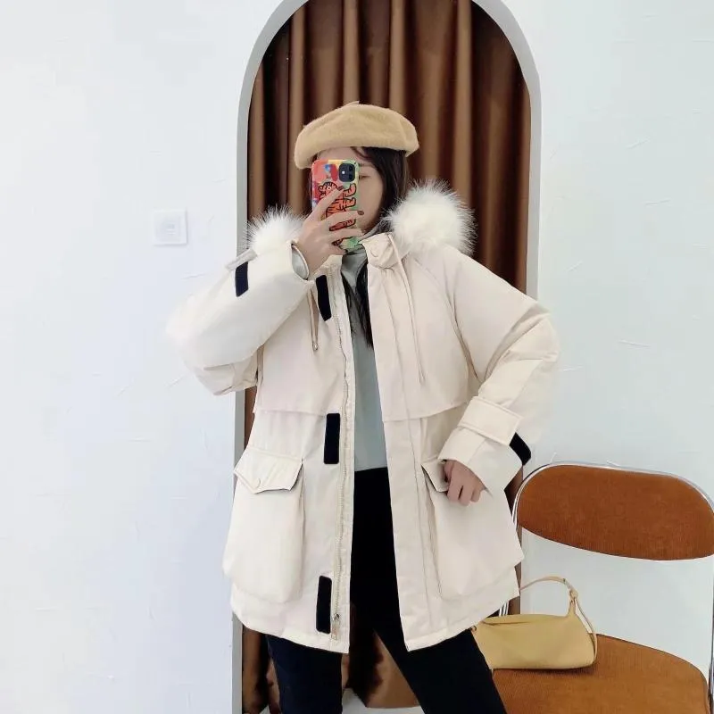 Frauen Trenchcoats 2023 Spot Winter Big Mouth Bag Bundle Manschetten Verdickte Kapuze Werkzeug Lose Mittellange Baumwolle Kleidung