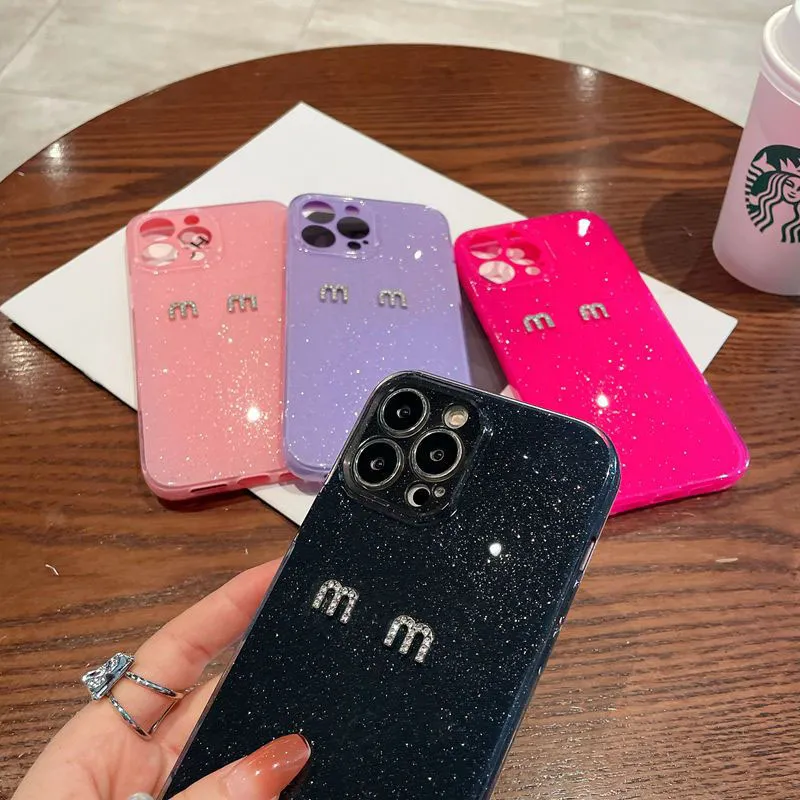 Fashion Designer IPhone 14 Jelly Case Glitter Rhinestones Phonecase Letter Phone Cases Cover for IPhone 13 12 11 Plus Pro Max XR CYD239064