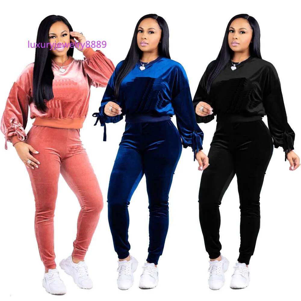 Kvinnor Tracksuits Sweatsuit Top och Long Pants 2 Piece Woman Set Female Cotton Casual Sport Women Sweat Suit Outfits Plus Size