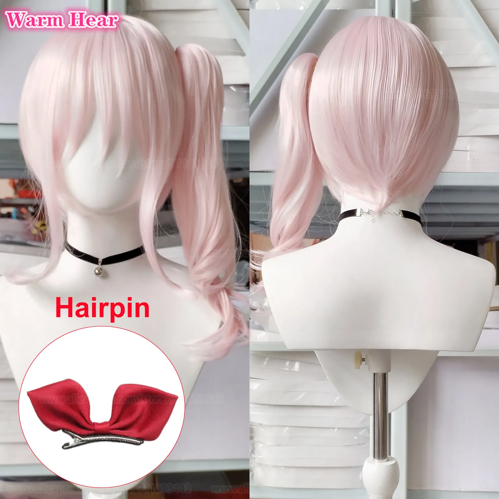 Cosplay perukları anime projesi sekai renkli sahne akiyama mizuki cosplay peruğu uzun pembe kıvırcık ısıya dayanıklı sentetik saç perukları peruk kapağı 230906