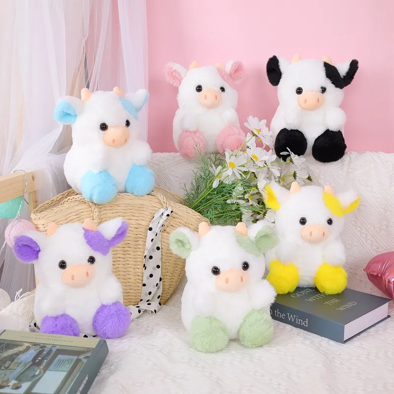 Jouet en peluche de vache rose Kawaii de 20cm, poupée en peluche de vache aux fraises, oreiller Animal doux, cadeau pour copines et enfants