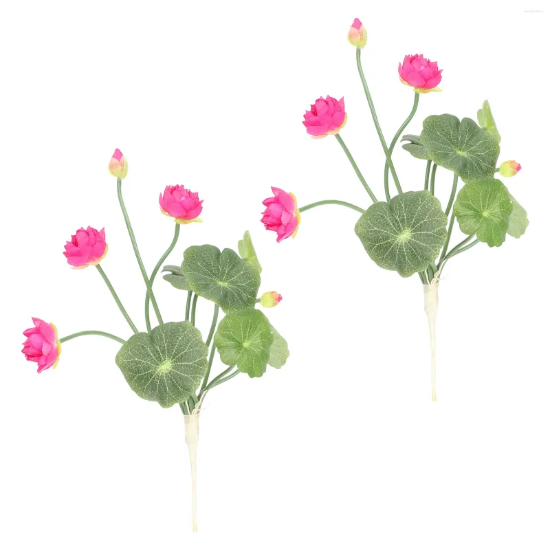 Decorative Flowers 2 Pcs Artificial Lotus Flower Ornament Prop Imitation Fake Summer Decoration Bouquet Adornment