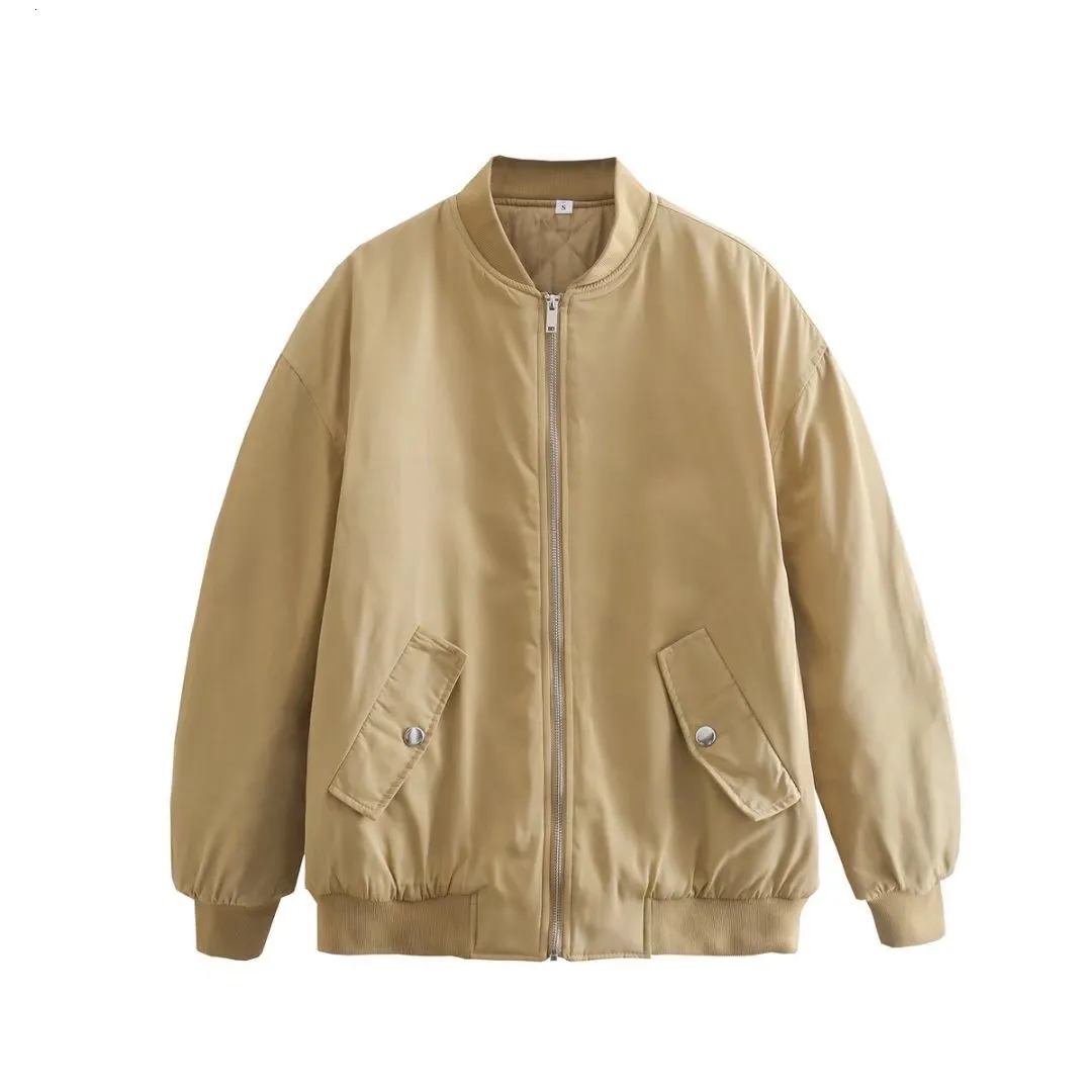 Winter Womens Bomber Jacket Elegant Solid Green Puffer Coat Womens With Zip Loose Fit And Long Sleeves Casual Streetwear Outerwear 230906 From Jin02 35.78 DHgate.Com
