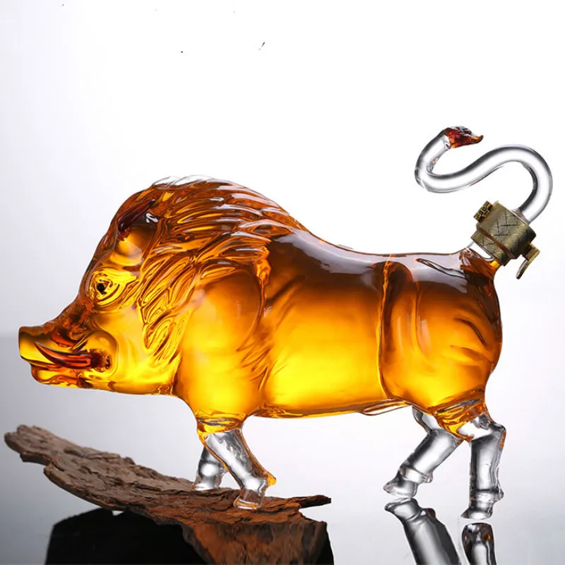 Wine Glasses 1200ml Interesting Wine Bottle Creative Craft Gift Decoration Wild Boar Shape Whiskey Vodka Liquor Wine Decanter 230905