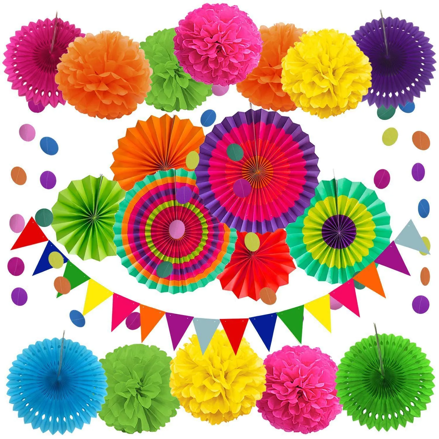 Outros suprimentos para festas de eventos 21 pcs fãs de papel guirlanda pom poms flores guirlanda natal decoração de halloween casamento chá de bebê festa de aniversário decoração de casa 230905