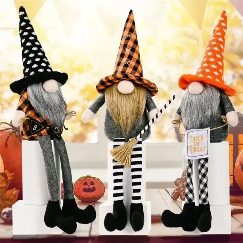 Fournitures de décoration de fête Halloween Gnomes poupée en peluche à la main Tomte suédoise naine à longues jambes ornements de Table cadeaux pour enfants 903