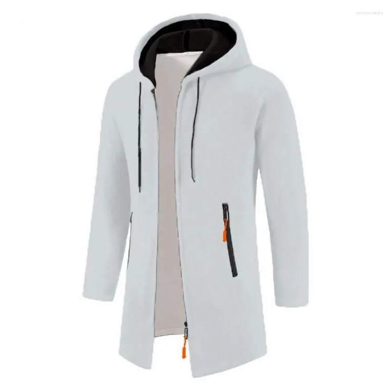 Men's Jackets High-quality Fabric Men Sweater Stylish Medium Length Hooded Zipper Cardigan Versatile Outerwear For Fall/winter Solid
