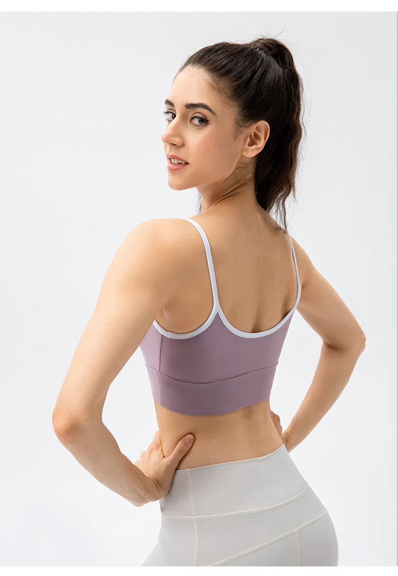 Yoga Outfit Women Strappy Sport Bra Sexy Nude Feel Criss Cross