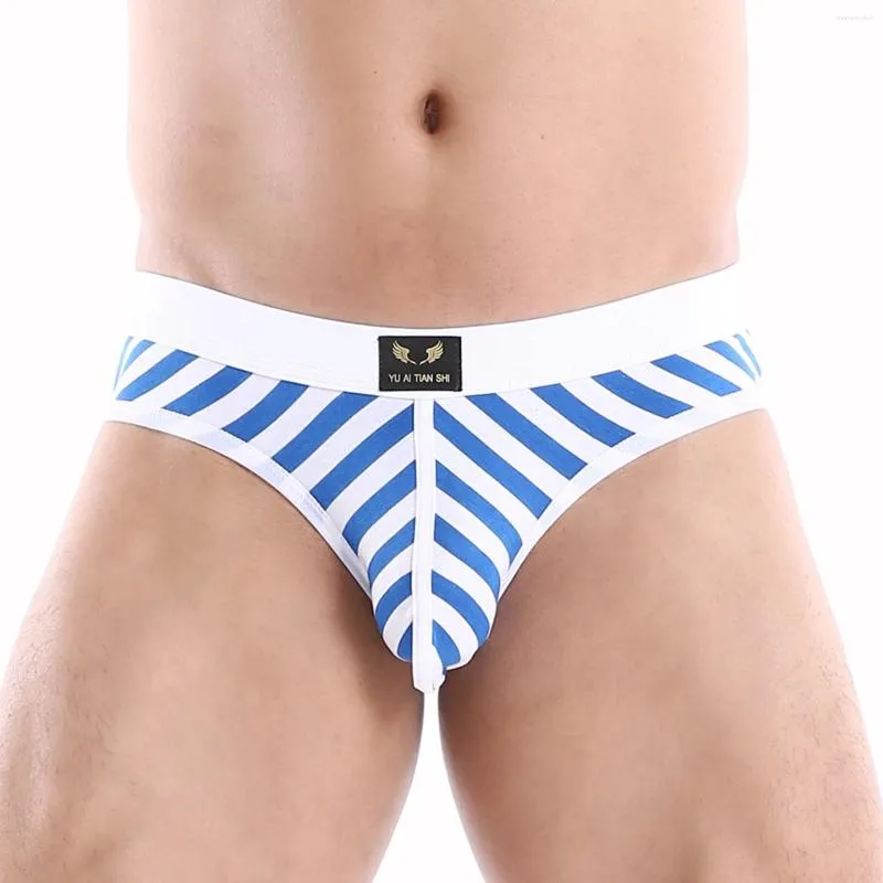 Sous-vêtements hommes sous-vêtements troncs coton rayé taille basse slips slips Cueca Masculina confortable poche bombée ajustement