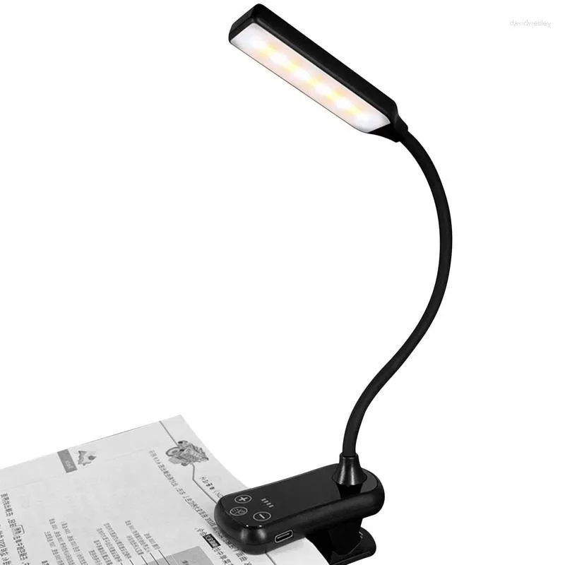 Lampes de table Lampe de lecture de livre Lampe à LED avec lumières 3 modes de protection des yeux Pince pour camping enfants amoureux