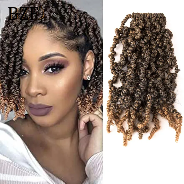 Cheveux humains en vrac 8 pouces T27 court bouclé printemps pré-torsadé Passion Twist Crochet cheveux tresses Dreadlocks Ombre tressage extensions de cheveux pour les femmes 230906