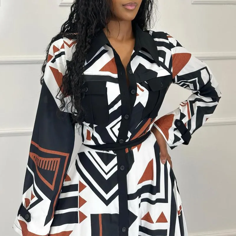 chinese dress ladies Kotiera Maxi Dresses for Women Geometric Pattern V Neck 3/4 Sleeve Casual  Long Sundress with Belt XL at Amazon Women's Clothing store