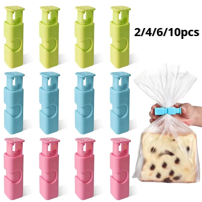 Food Storage Organization Sets 2 4 6 10PCS Sealing Clip Preservation Bag Snack Fresh Seal Clips Sealer Clamp Kitchen Tool 230906