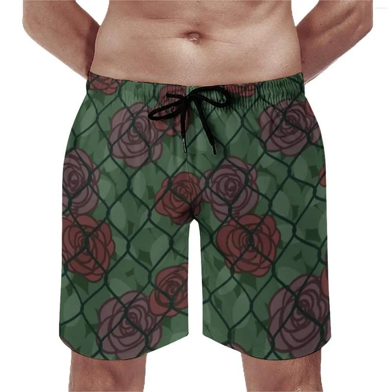 Shorts pour hommes Chaîne Imprimer Board Hommes Pantalons de plage Rosebush Fleur Loisirs Grande Taille