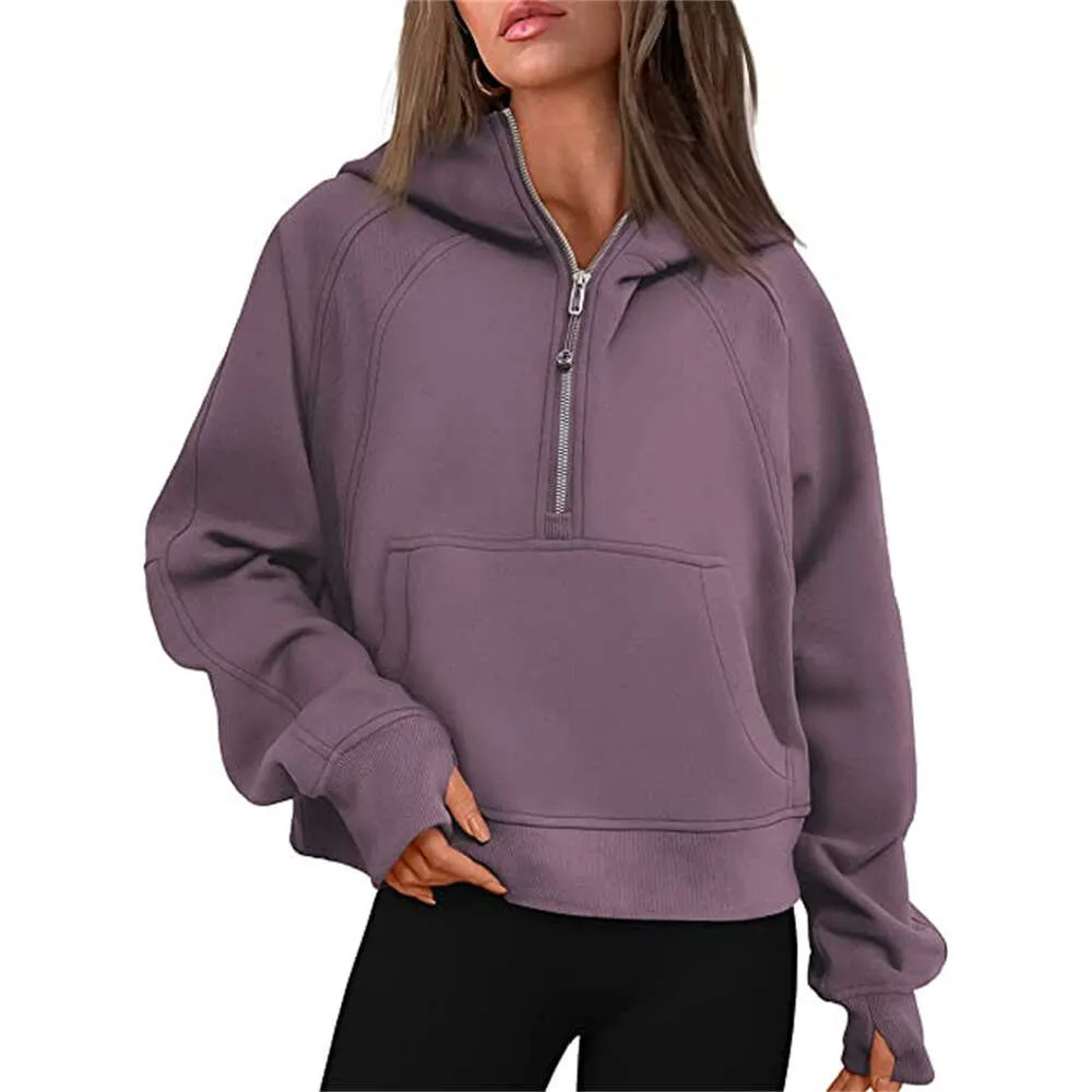 S cuba Ilululemen-08 Lemon Hoodies Sweatshirts Autumn Winter Yoga Suit Scuba Hoodie Half Zip Women's Sports Sweater Loose Gym_voghion.com