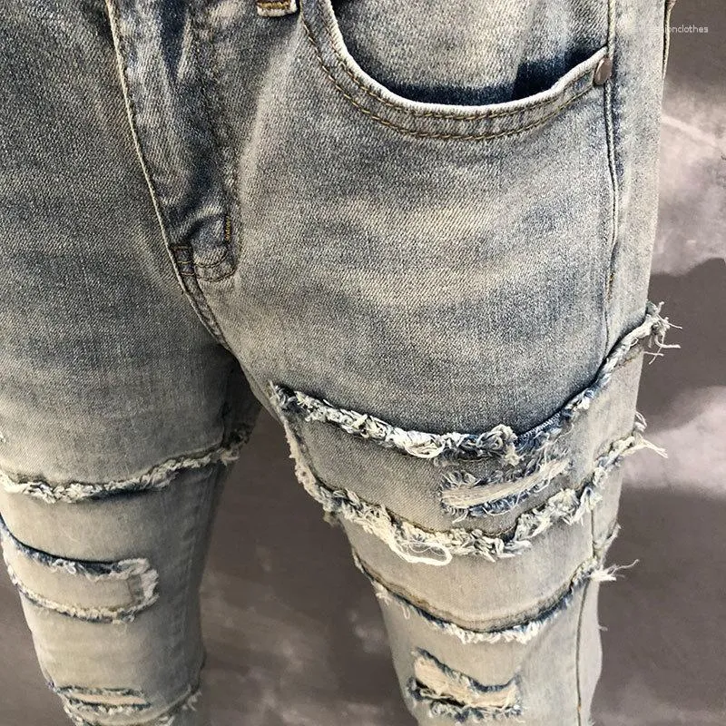 High Street Fashion Mens Ripped Trending Jeans For Men With Straight Holes  And Skinny Biker Style From Newfashionclothes, $45.5