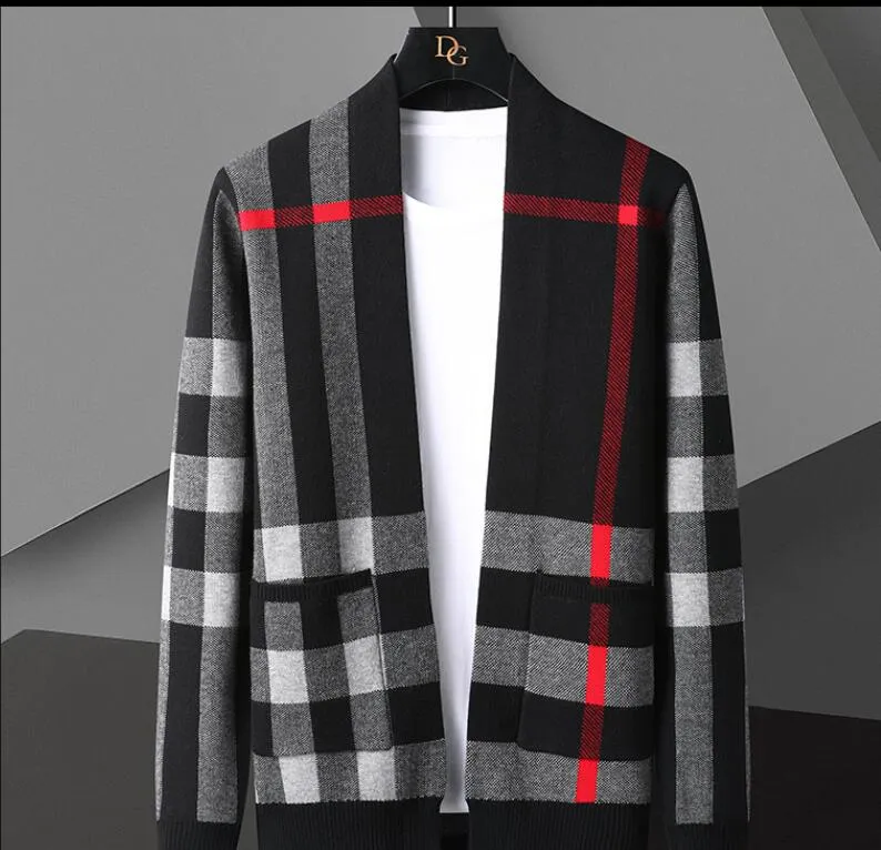 Nowe swetry męskie V szyja polar swoboda moda swobodny dzianki haft klasyczny kurtka najlepsza designerska odzież