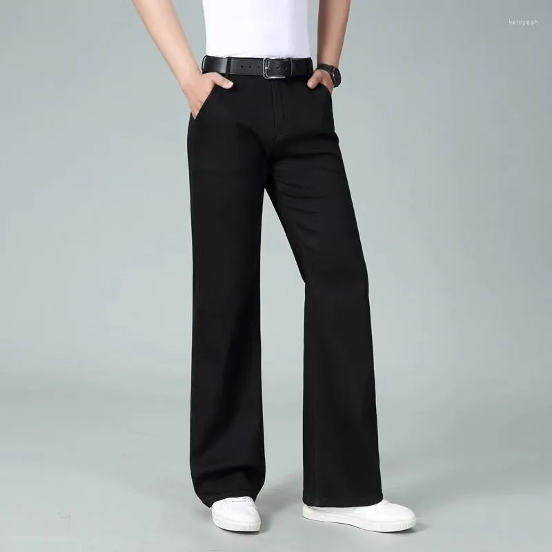 Herren-Jeans, mittlere Taille, elastisch, ausgestelltes Boot-Cut-Bein, männlich, Designer, klassischer Denim